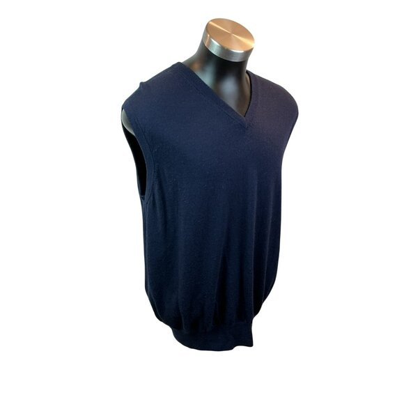 Peter Millar V-Neck Navy Blue Sleeveless Sweater Vest Mens XL 100% Merino Wool - Picture 3 of 8